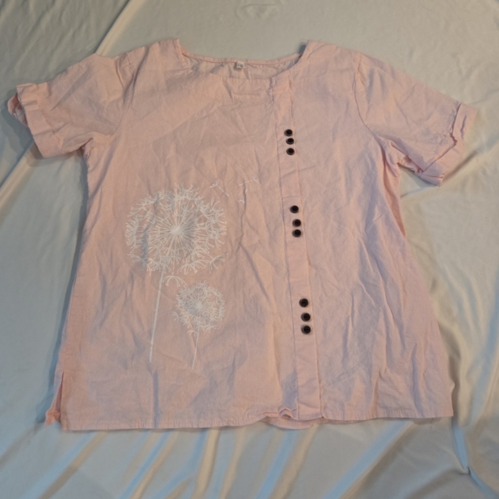 Dayou Women's medium pink dandelion blouse #IK3